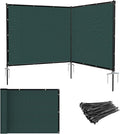 Patio 6' x 7' Outdoor Privacy Screen Freestanding Temporary Fence Panels Net Cover with Metal Poles for Outside Backyard Pool Garden Air Conditioner Fencing, Green