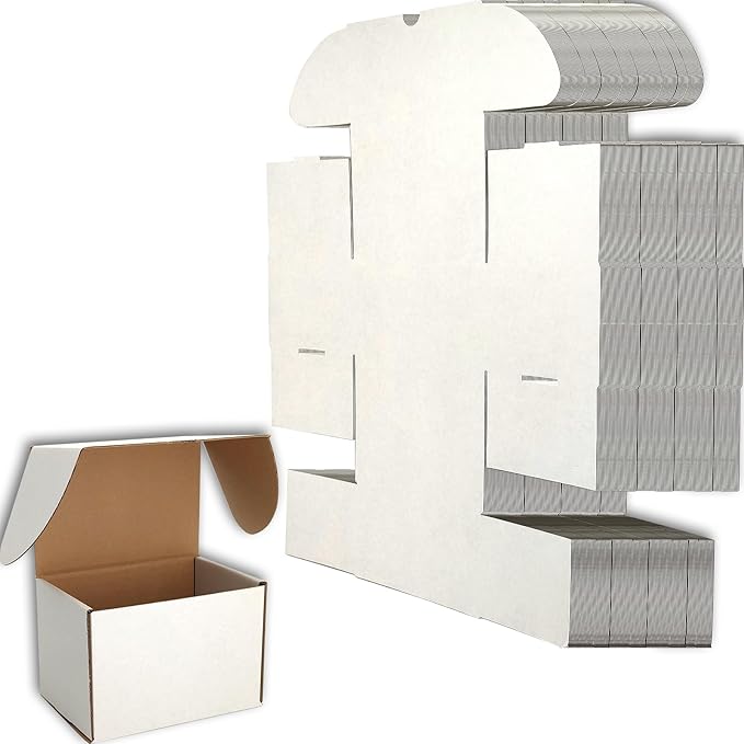 6x4x4 inches Small Shipping Boxes Set of 25 - White Mailer Corrugated Cardboard Boxes for Shipping Packaging Mailing Products