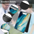 Clipboard with Storage,Office Supplies Nursing Clipboards Folder with Pen Holder Plastic Foldable Clip Board with Storage for Nurse Teacher,Blue Marble