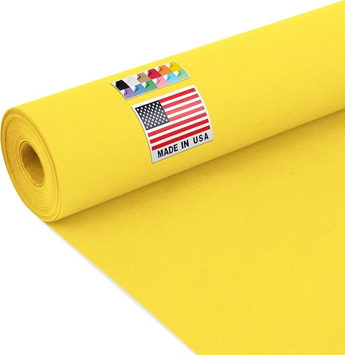 USA Made 24" x 1200" Yellow Kraft Paper Roll, 45 lbs Thickness, American Quality Colored Kraft Paper for School, Poster Arts, Crafts, Bulletin Board Roll - Odorless, Non-Toxic, Safe for Kids