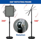 4 Pack Sign Holder Stands - 8.5 x11 inch Standing Sign Stand, Adjustable Poster Sign Holder Pedestal Floor Sign Stand, Aluminum Snap Open Frame for Vertical & Horizontal View Sign Stand, Black