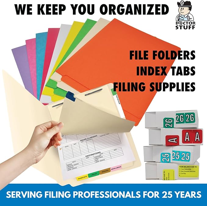 2026 Year Stickers, Doctor Stuff 2026 Chart Stickers, Purple/Black Color Coded, Barkley FYBAM Style, USA Made Year Labels for End Tab File Folders, 500/Roll, 1 Roll, 3/4" x 1-1/2"
