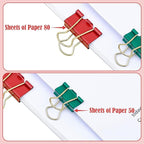 BAYTORY 40Pcs Binder Clips Colored, Christmas Binder Clips Assorted Sizes, Medium Small Binder Paper Clamps Combination, with Clear Storage Container, for School & Office Supplies (Red & Green)