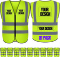 BeautyWill 10/20 Pack Custom Logo Safety Vest,Bulk High Visibility Class 2 Reflective Work Vests