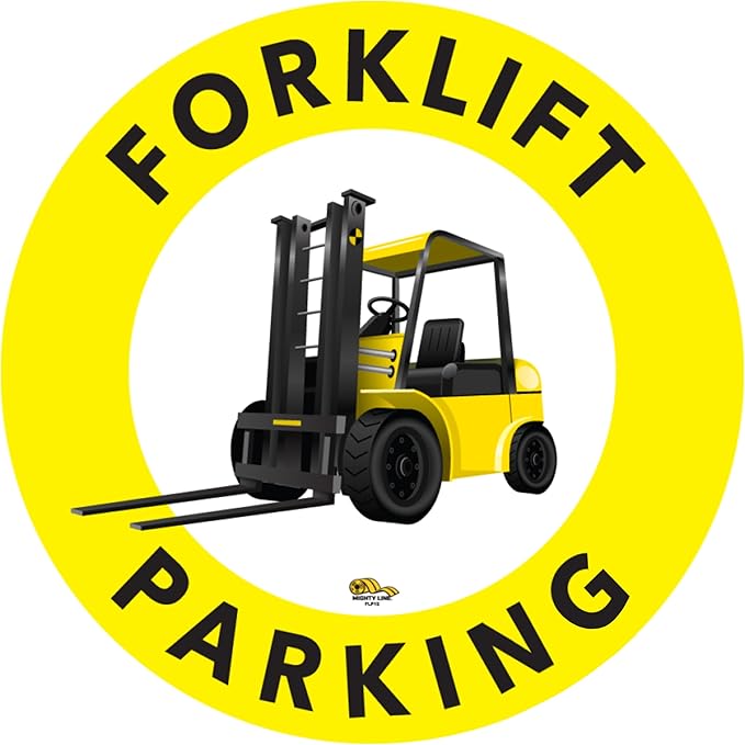 Mighty Line Forklift Floor Sign Floor Sign for Safety, Warning, Heavy-Duty, Peel and Stick, Adhesive, Industrial Quality, Forklift Parking, 12"