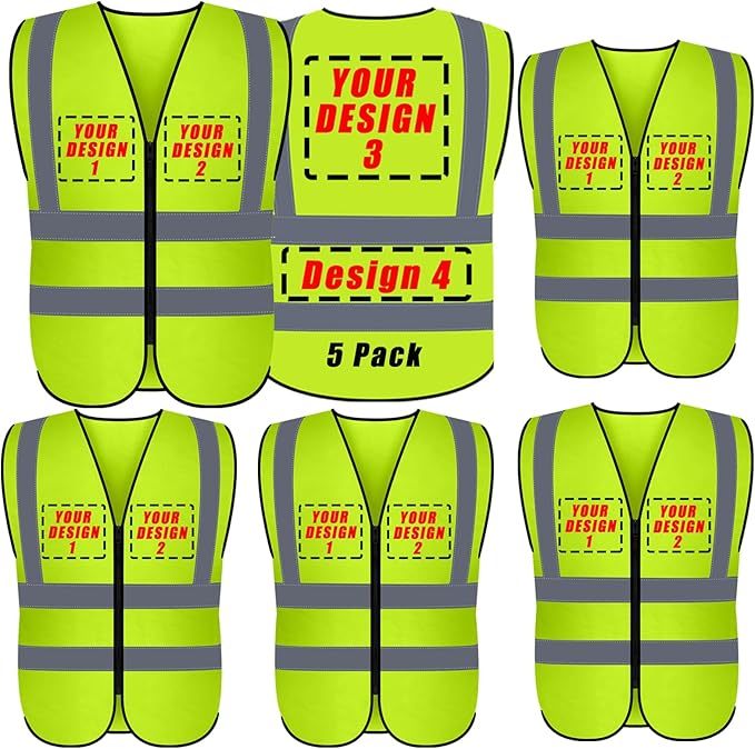 BeautyWill Custom Safety Vest Customized Logo Class 2 High Visibility Reflective Vest with Pockets Construction workwear