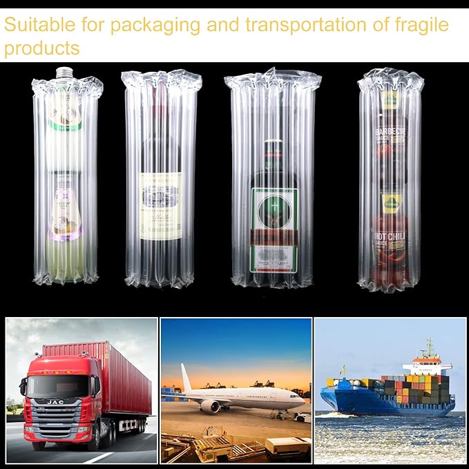 15.75 Inch x 164 Feet Bubble Cushioning Wrap Roll, Large Bubble Air Bubbles for Packaging Moving Shipping Delivering with Free Pump, Inflatable Air Column Bubble Bag Wine Bottle Protector