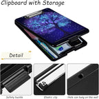 Clipboard with Storage, High Capacity Plastic Storage Clipboard with Pen Holder for Women Teachers Work, School & Office Supplies, Cute Pattern Decorative Clipboards, Fluorescent Tree