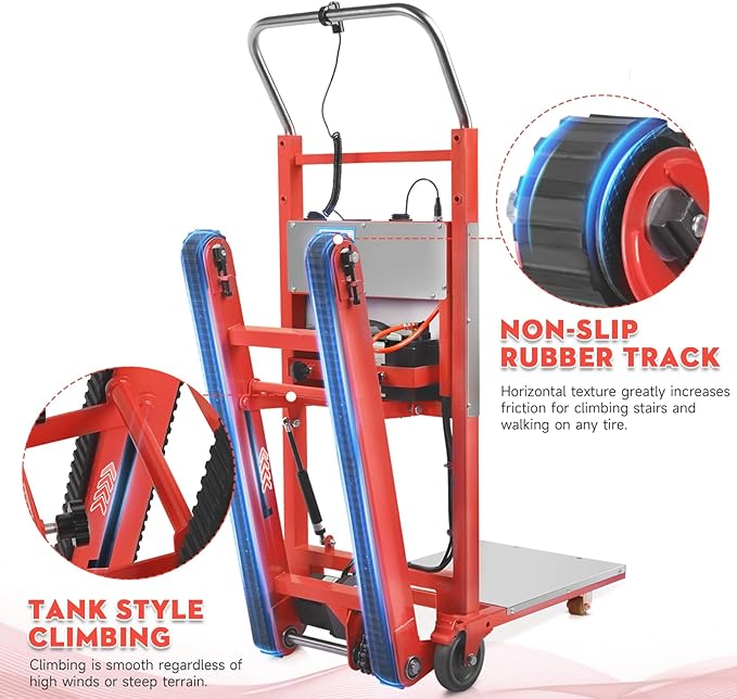 Electric Stair Climbing Dolly, 1250W Electric Stair Climbing Hand Truck, 900lbs Max Load Capacity, 3 Mode Folding Stair Climber Hand Trucks with Telescopic Handle for Moving Furniture (Orange)