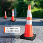 BESEA 4PACK 28” inch Traffic Safety Cones Orange Road Parking Cones Heavy Duty Construction Cone Structurally Stable for Traffic Control at Public Place
