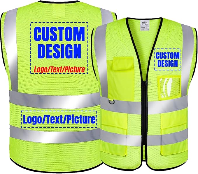 BeautyWill Custom Logo Safety Vest Class2 High Visibility Reflective Vest Breathable Construction Vest