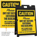 Caution Please Dry Off Wet Floor Sidewalk Sign Kit, 18x24 Inches, With A Frame Stand, Made in USA