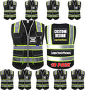BeautyWill Custom Logo 10 Pockets Safety Vest Class2 ANSI Certified High Visibility Reflective Vest