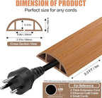 Floor Cord Cover Cavity 0.8"x0.37" Self Adhesive Cord Hider, 3.3FT Low Profile Cable Management, Extension Strip Protector for Wires, Prevent Cable Trips for Offices, Gyms, Exhibitions (Brown Wood)