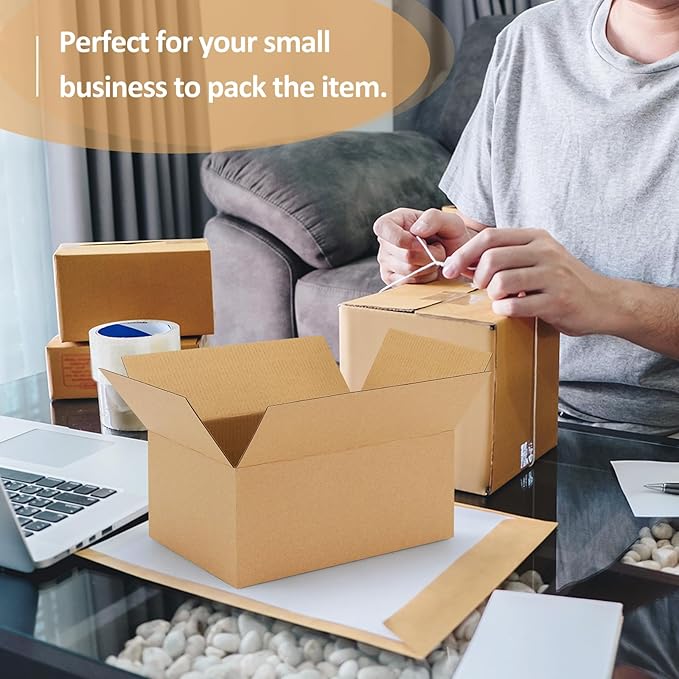 Eupako 9x6x4-Small-Shipping-Boxes-30-Pack-Brown-Corrugated-Box-Mailers, Cardboard Boxes for Packaging Small Business, Mailing