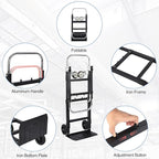 RedSwing Hand Truck Dolly Foldable,Folding Convertible Hand Truck with 4 Wheels,2 in 1 Heavy Duty Dolly Cart for Moving Luggages,Garage,Home,500 Lbs