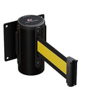Crowd Control Warehouse - CCW Series WMB-125 Fixed Wall Mount Retractable Belt Barrier - 11 Foot, Black/Yellow Stripe Belt with Black Steel Case