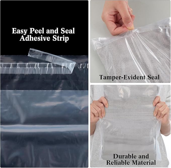 Outus 50 Pcs Mailers with 50 Pcs Poly Self Adhesive Clothes Packaging Bags 4 Sizes Self Adhesive Shipping Mailers Frosted Sealing Plastic Bags for Clothing Small Business Flexible Mailing