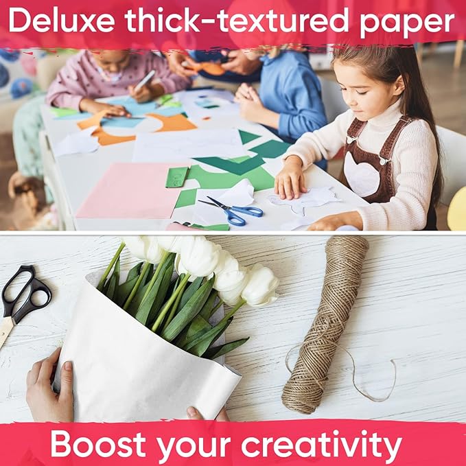 36" x 1200" (100 ft) White Kraft Paper (Case of 9 Rolls), 45 lbs Thickness, Kraft Paper for School, Arts, Gift Wrapping, Moving