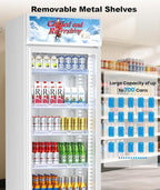 Tylza Commercial Refrigerator with Glass Door Display Beverage Fridge, 13.52 Cu Ft Upright Beverage Cooler Merchandiser with Rebound Door, Fast Cooling, Low Noise, White
