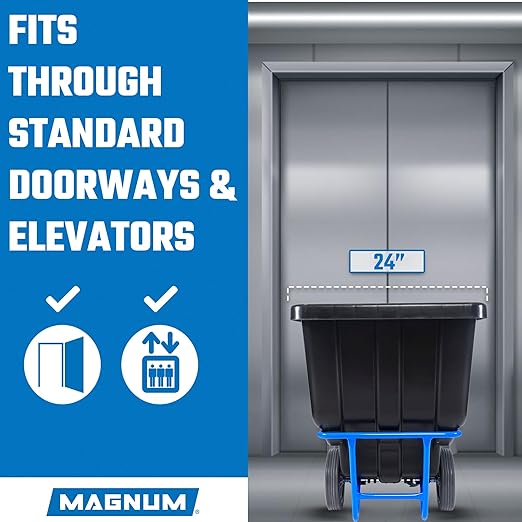 Tilt Truck, 1/2 Cu. Yd. Capacity Dump Cart with Non-Marking 12” Wheels & 5” Casters & Forklift-able Frame for Jobsites, 850 lbs, Trash Cart with Wheels DUC12T-F-NM-03PK (3-Pack)