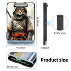 Clipboard with Storage Box & Pen Holder,Heavy Duty Clip Boards 8.5x11 for Nursing,High Capacity,School & Office Supplies,Samurai Cat