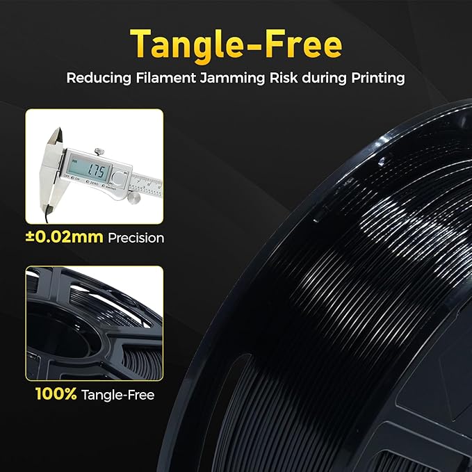 FLASHFORGE Rapid PETG Filament 1.75mm Black, Max 600mm/s High Speed Printing, 3D Printer Filament 1kg Spool, Dimensional Accuracy +/- 0.02mm, Fits Most 3D Printers