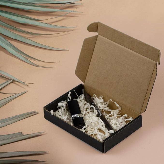 50 Pack 6x4x1 Inches Small Shipping Boxes, Black Corrugated Cardboard Boxes, Moving Mailing Packing Box