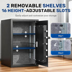 BlackSmith Large Biometric Safe 2.7 Cub Home Security Safe with Keys Keypad Lock Wall Mount Lock Box Secure Money Jewelry Valuables with Removable Shelves LED Light, Black