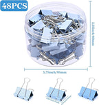 Temiary Aesthetic Binder Clips, 48 Pcs 0.98 Inches Small Metal Binder Clip with Clear Storage Container, Binding Paperwork Clamps for School Teachers Office Supplies (Blue)