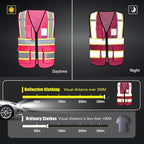 AYKRM 11 color High Vis Reflective Safety Vest for Women Men Security Pocket Zipper