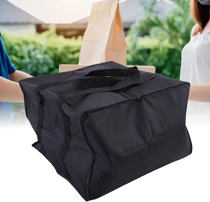 Asixxsix Insulated Pizza Delivery Bag, 20 x 20 x 14 inch Reusable Thermal Cooler Bag Keeps Food Warm, with Smooth Zip for Easy Access, for Catering Grocery Shopping