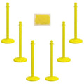 Mr. Chain Plastic Stanchion Kit with 50 Feet of 2-Inch Link Chain and C-Hooks, Yellow, Pack of 6 (71102-6)