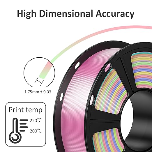 GEEETECH 3D Printer Silk PLA Filament 1.75mm Yellow, Shiny 3D Filament 1kg (2.2lbs) 1 Spool, Dimensional Accuracy +/- 0.02 mm, Yellow