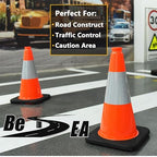 (8 Cones) BESEA 18" inch Traffic Cones Traffic Safety Cones Black Base Construction Road Parking Cone with 6" Highly Reflective Collar(8 Pack)