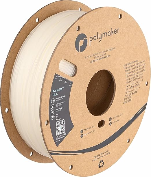 Polymaker PLA Filament, Natural 3D Printing PLA Filament 1.75mm 1kg - PolyLite 3D Printer PLA Filament, Dimensional Accuracy +/- 0.03mm, Compatible with Most 3D Printer, Natural