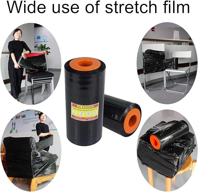 Stretch Wrap/Film Black Industrial Strength Extra Thick 9” x 1000ft 80 Gauge Clear Cling Mini Durable Shrink Wrap Film Roll Plastic Wrap for Moving/Packing Heavy Duty Adhering Packing Heavy Duty Film