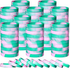 Liliful 100 Pcs Silicone Rubber Wristbands Rubber Wristband Bracelet Bands for Silicone Wristbands for Women Men (Pink and Green)