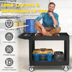 Heavy Service Utility Cart on Wheels,Tool Cart on Wheels, Service Cart for Garage, Warehouse, Workshop, Office, Cleaning (Black-45.7 inch)