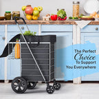 Shopping Cart w/Waterproof Basket Liner & 360° Swivel Wheels | Foldable Collapsible & Lightweight | Perfect for Groceries Laundry Utility Cart - Silver