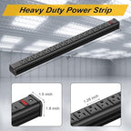 10-Pack Long Surge Protector Power Strip,16 Outlet Heavy Duty Power Strip Metal Power Bar,10 FT Long Extension Cord with Circuit Breaker for Garage,Workshop, 125V/1875W, ETL Listed, Black