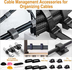 YUANYE Cable Management Box Cable Management Kit for Power Strip to Hide Wires,Cord Organizer Boxes,Safe ABS Material Wire Organizer of Cable Clips Sleeve for Home & Office,2Pack-123PCS/Black