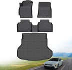 Hutisya-Floor Mats & Cargo Liner Set Fit for Kia K4 2025 (Only Sedan) All Weather Protection Anti-Slip & Durable TPE Full Set Liners Automotive Accessories-Black