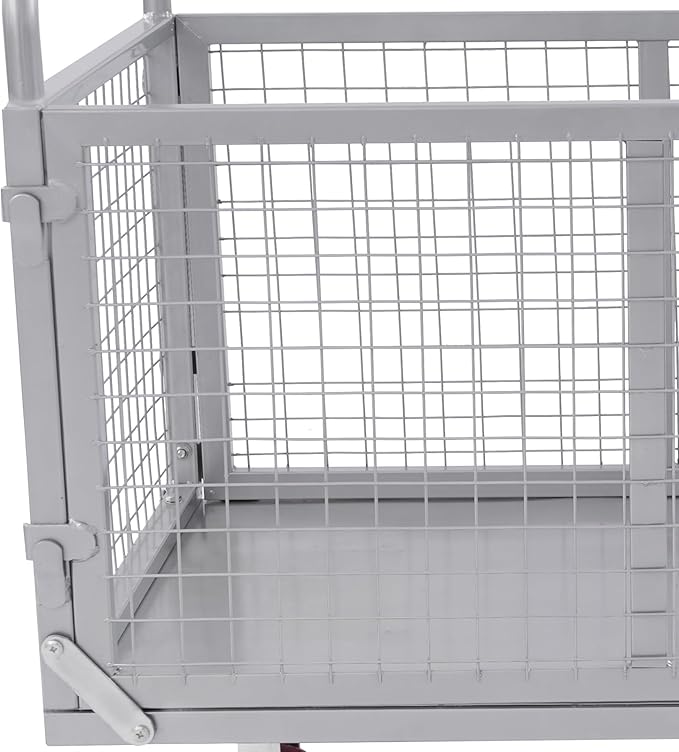Large Platform Truck Cart, 440LBS Heavy Duty Push Cart Dolly with Cage, 39 x 24in Steel Flatbed Carts Flat Dollys Hand Trucks for Groceries, Garage, Warehouse, Equipment
