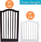INTERNET'S BEST Arched Top Dog Gate | 3 Panel, 24" H Wooden Pet Barrier for Dogs or Cats | Freestanding Folding Room Divider for Doorways, Hallways, Stairs, and Porch | Portable, Extra Wide | White