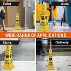 Caution Wet Floor Sign, 26.4-Inch Safety Cone, 8 Pack Yellow Plastic, High-Visibility, Non-Fading, Slip-Resistant Base, Stackable, Indoor Outdoor Warning Sign