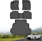 Hutisya-Floor Mats & Cargo Liner Set Fit for Toyota Corolla (Only Sedan) 2014-2019 All Weather Protection Anti-Slip & Durable TPE Full Set Liners Automotive Accessories-Black