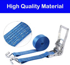 2PACK Ratchet Straps Heavy Duty, 8000 LBS Break Strength Ratchet Strap Tie Down, 2” x 27ft Blue Tie-Down Ratcheting Cargo Truck Straps with Durable Double J Hook for for Truck (Blue, 2IN X 27FT)