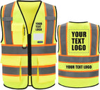 AYKRM Custom Logo Personalised Printed High Visibility Reflective 2 two tone work construction Safety Vest