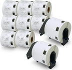 BETCKEY - Compatible Barcode Labels Replacement for Brother DK-1209 (2.4" x 1.1"), Use with Brother QL Label Printers [10 Rolls + 2 Reusable Cartridges]